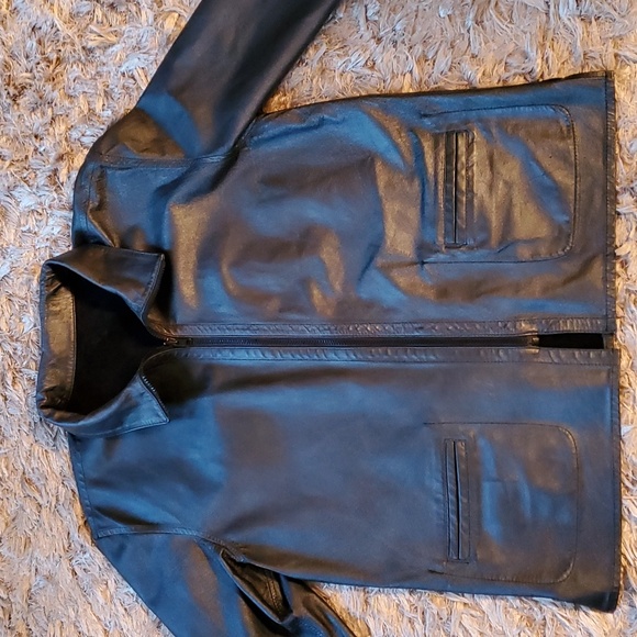 Vintage reversible black leather and suede coat - Picture 8 of 14